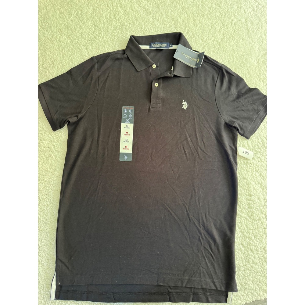 U.S. Polo Assn. Ultimate Pique Polo Shirt Mens Size M Black NWT 199
